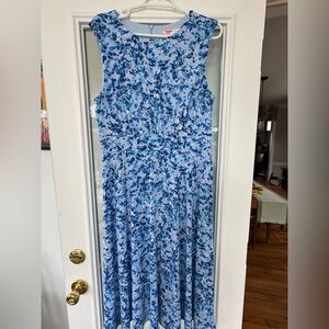 Blue Floral Sleeveless Dress